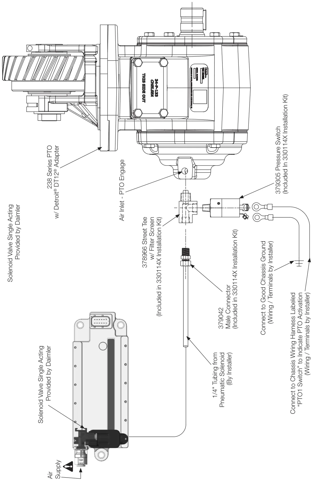 Figura del manual del propietario Chelsea 238D: Detroit® DT12®, Opción de cambio V, serie 238D (SK-681 Rev B)