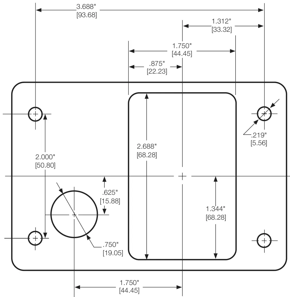 Figura del manual del propietario Chelsea 272: Plantilla de perforación del tablero para la válvula de cambio por aire de 6 y 8 tornillos (SK-204 Rev C)
