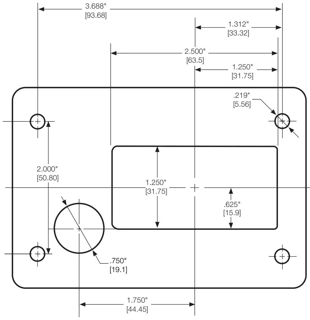Figura del manual del propietario Chelsea 272: Plantilla de perforación del tablero para la válvula de cambio por aire de 6 y 8 tornillos (continuación) (SK-204 Rev C)
