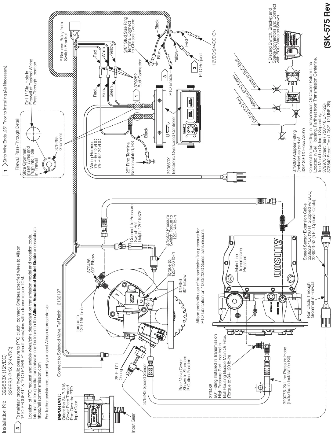 Figura del manual del propietario Chelsea 272: Opción de cambio K (12VDC) y L (24VDC), eléctrico/hidráulico con EOC, serie 272