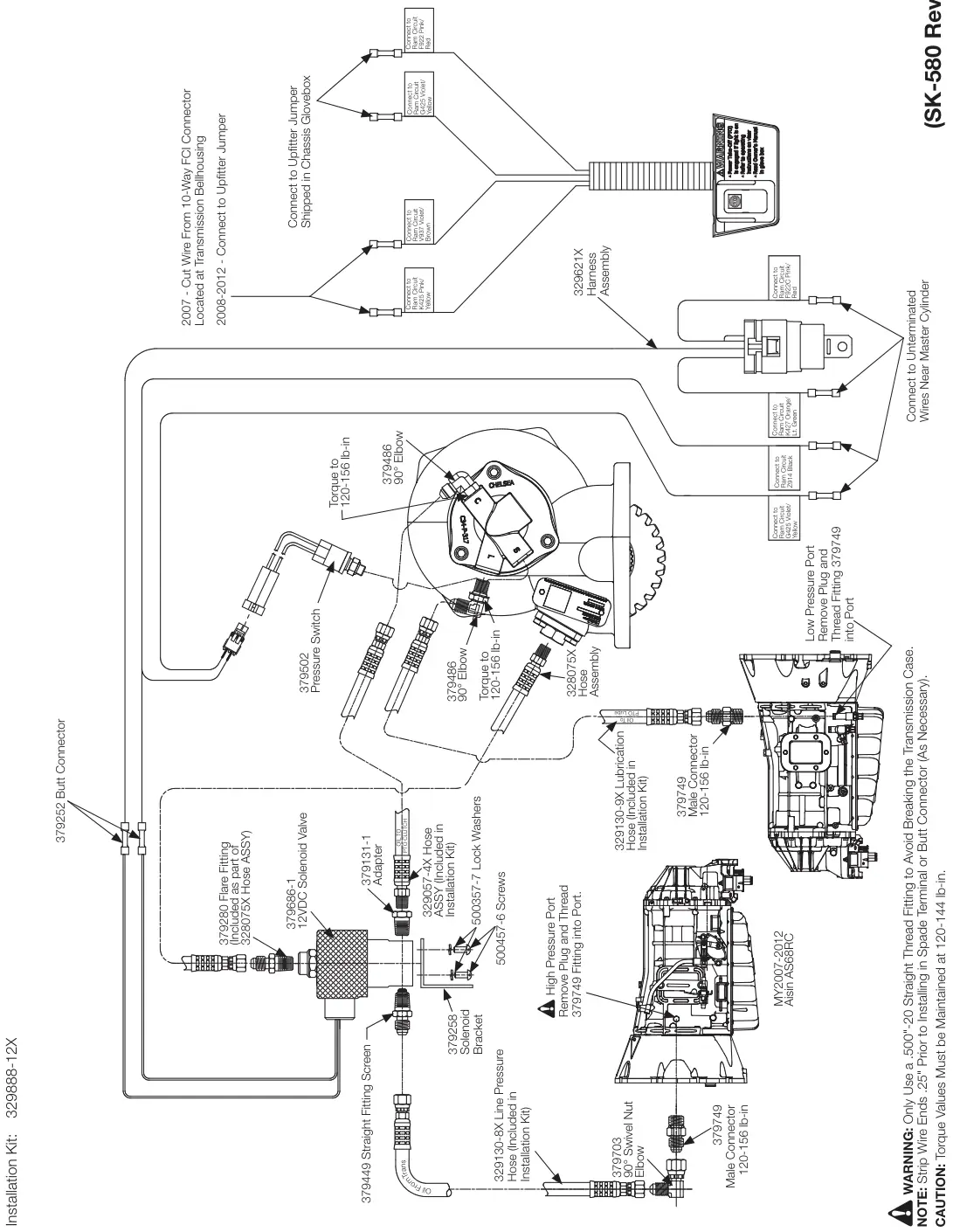 Figura del manual del propietario Chelsea 272: Ram cabina y chasis MY2007 - MY2012, transmisión AISIN (AS68RC), opción de cambio G (12VDC), remoto eléctrico/hidráulico sin EOC, serie 272D (SK-580 Rev B)