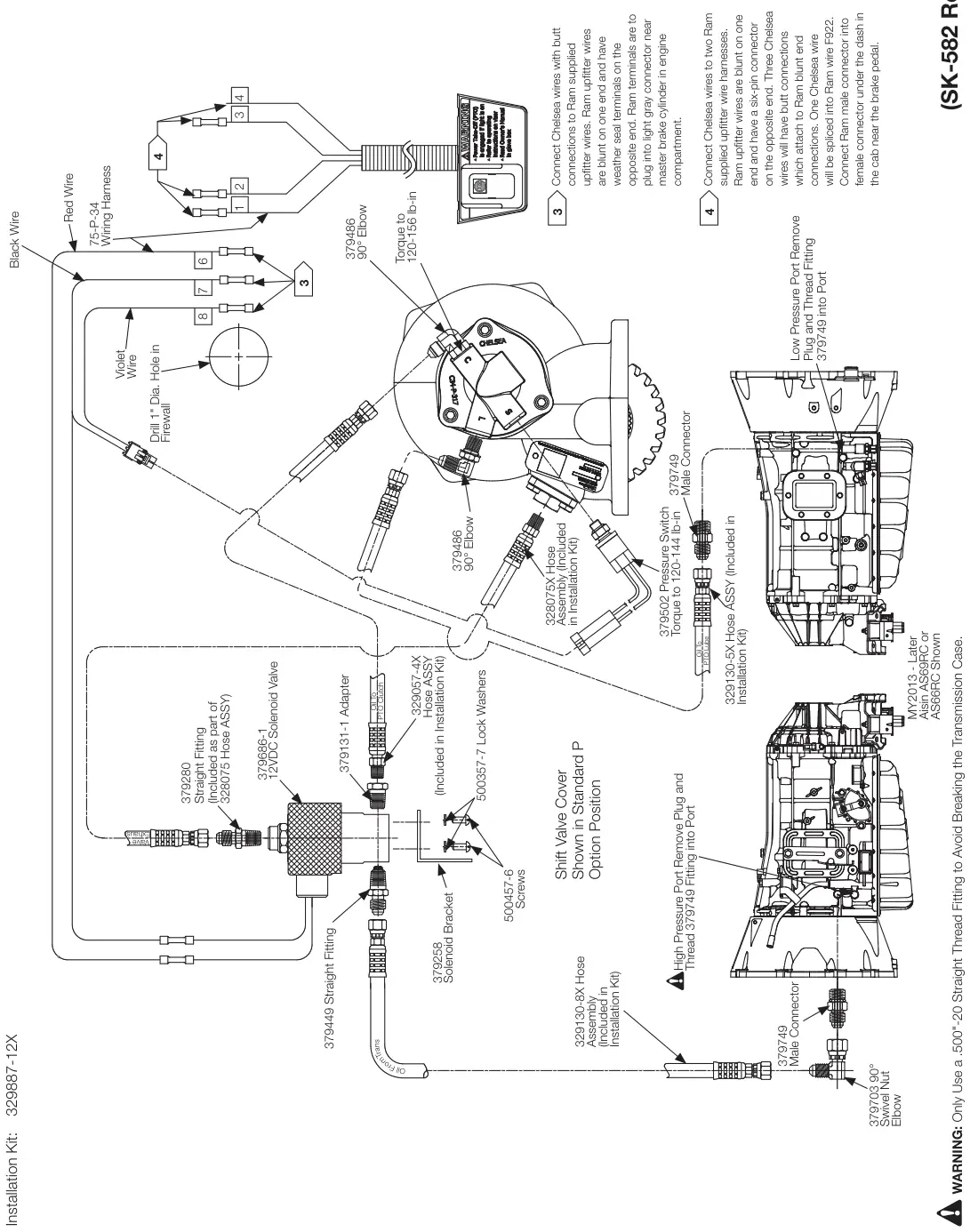 Figura del manual del propietario Chelsea 272: Opción de cambio G (12VDC), remoto eléctrico/hidráulico sin EOC, serie 272R