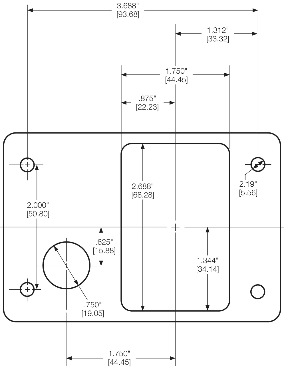 Figura del manual del propietario Chelsea 442: Plantilla de barrenado del tablero para cambio por aire de 6 y 8 tornillos con válvula Williams (SK-204 Rev C)