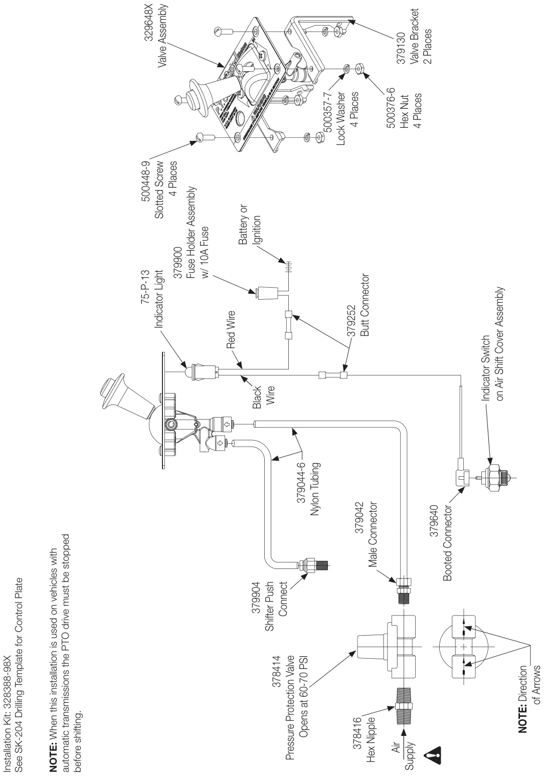 Figura del manual del propietario Chelsea 442: Opción de cambio A, cambio por aire, series 442/447/489/660/680 (SK-462)