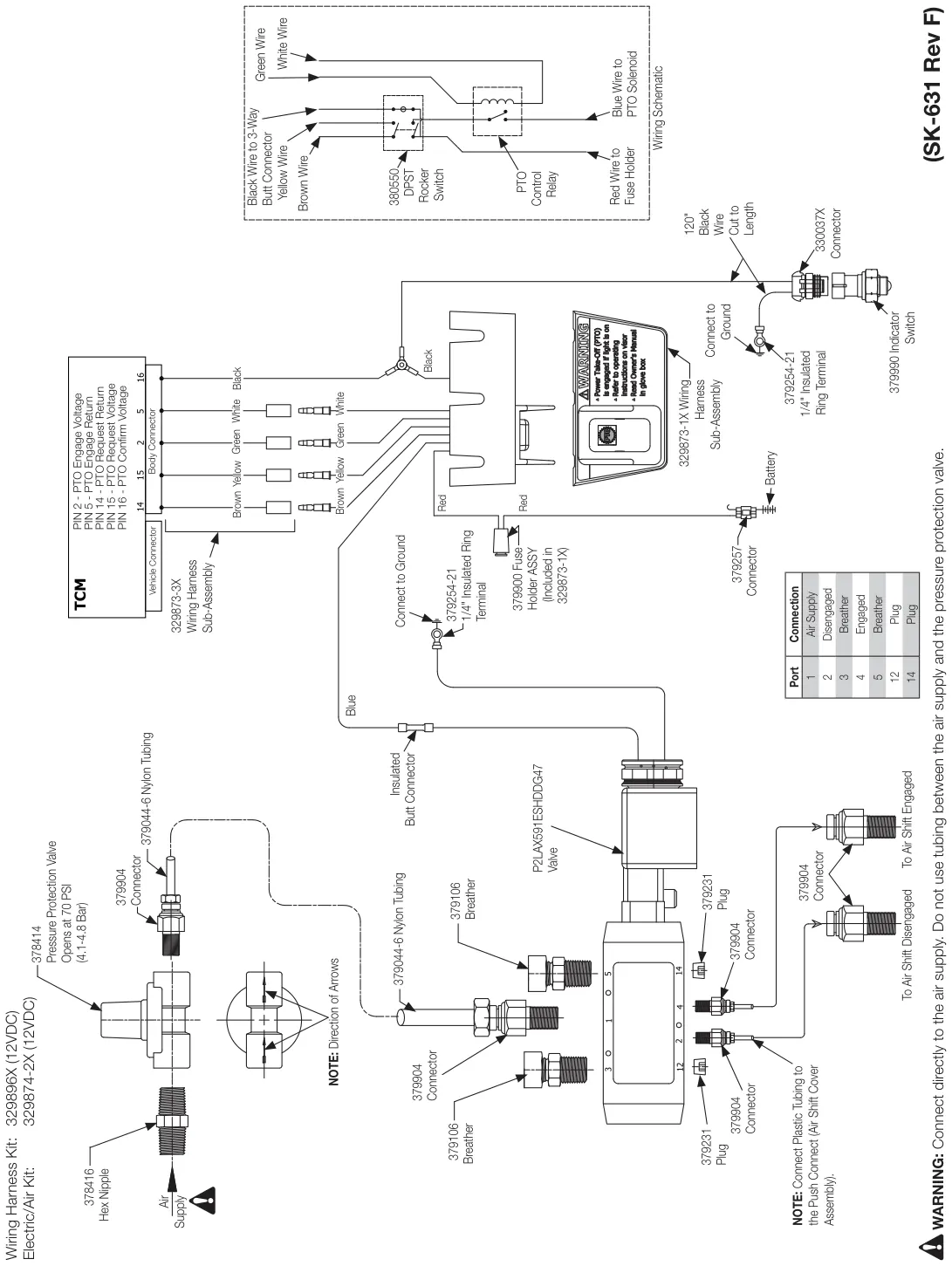 Figura del manual del propietario Chelsea 442: Eaton Endurant HD™, Eaton Endurant XD™, opción de cambio D, cambio eléctrico con aire, serie 880 (SK-631 Rev F)