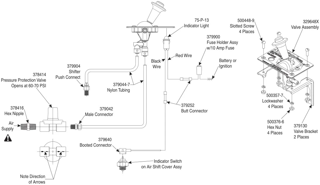 Figura del manual de servicio Chelsea 442: Esquema de instalación del cambio por aire (SK-462)