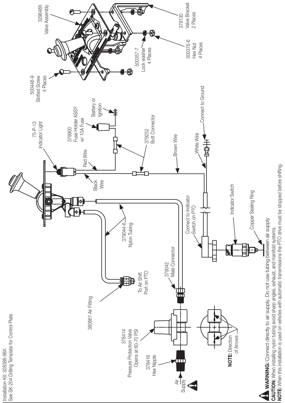 Figura del manual del propietario Chelsea 524: Opción de cambio A, cambio por aire, serie 524 (SK-645)