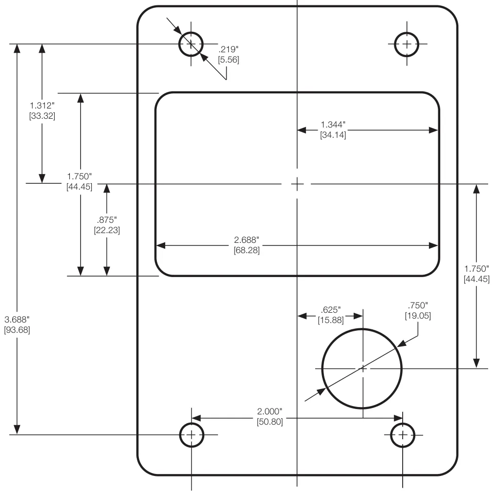 Figura del manual del propietario Chelsea 524: Plantilla de barrenado del tablero para la válvula de cambio por aire (SK-204 Rev C)