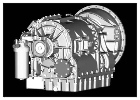 Fig. 1, figura del manual del propietario Chelsea 590: Montaje de la toma de fuerza en la transmisión CAT
