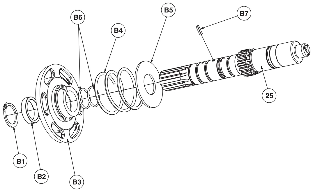 Figura del manual de servicio Chelsea 870: Armado: freno de la flecha “BA”