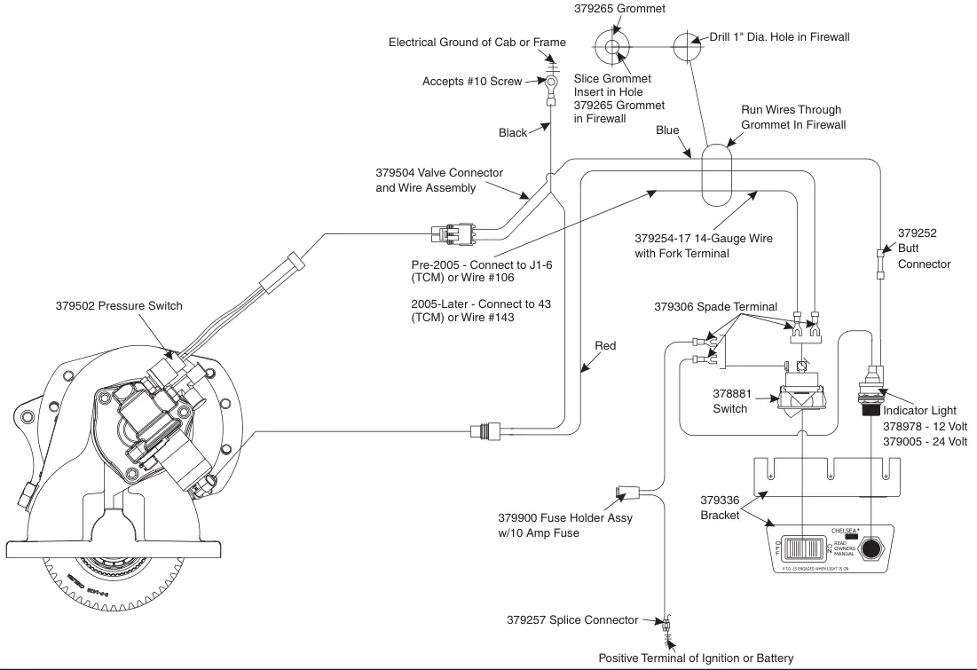 Figura del manual de servicio Chelsea 890: Esquema de instalación eléctrica sin E.O.C. para la serie 890/892 (SK-459 Rev C)