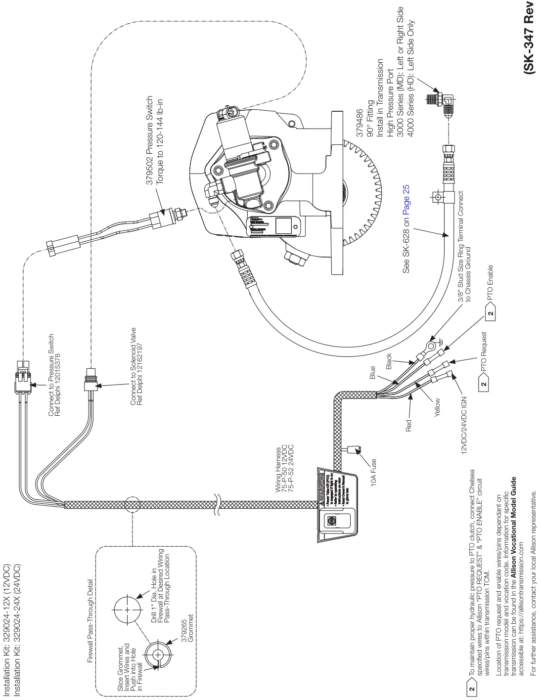 Figura del manual del propietario Chelsea XL: Eléctrico/hidráulico sin EOC, serie 281L / 871L (SK-347 Rev P)