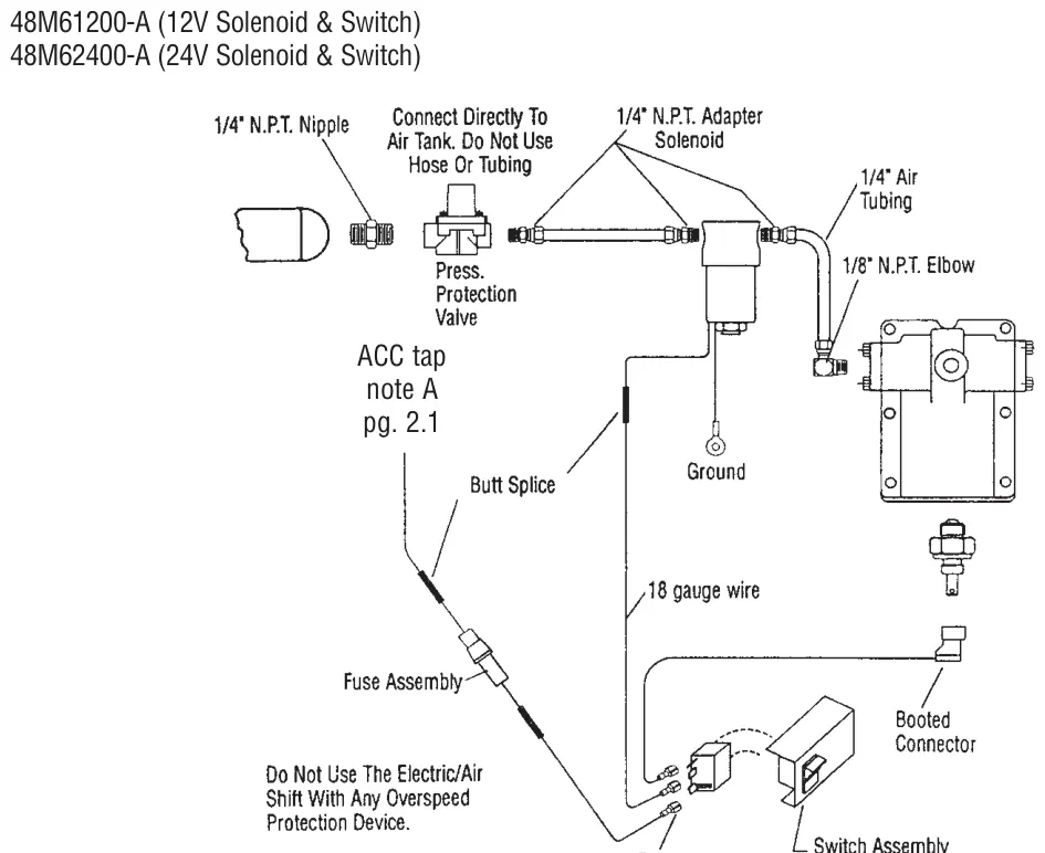 Figura del manual del propietario Muncie de 6 y 8 tornillos: sistema de cambio eléctrico/por aire, serie tg