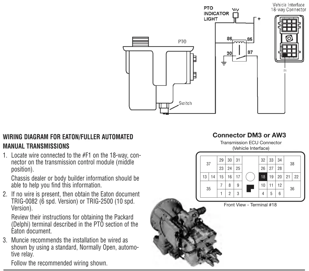Figura del manual del propietario Muncie de 6 y 8 tornillos: eaton fuller ultra shift